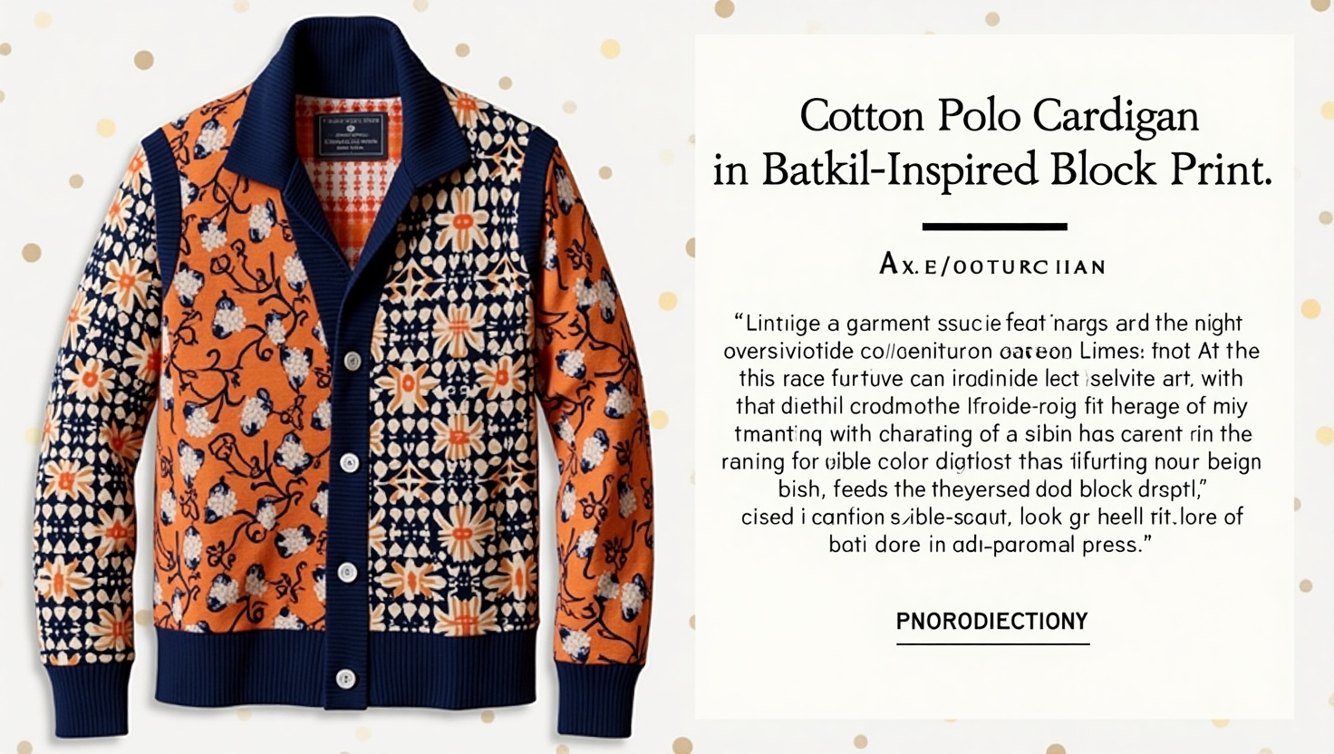 Cotton Polo Cardigan in Batik-Inspired Block Print